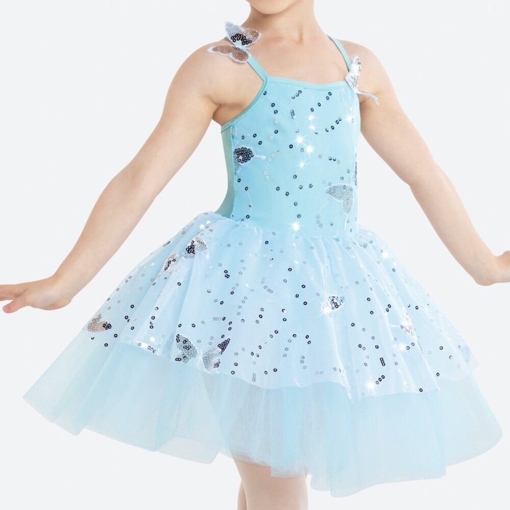 Blue sequin tutu dress with Butterflies